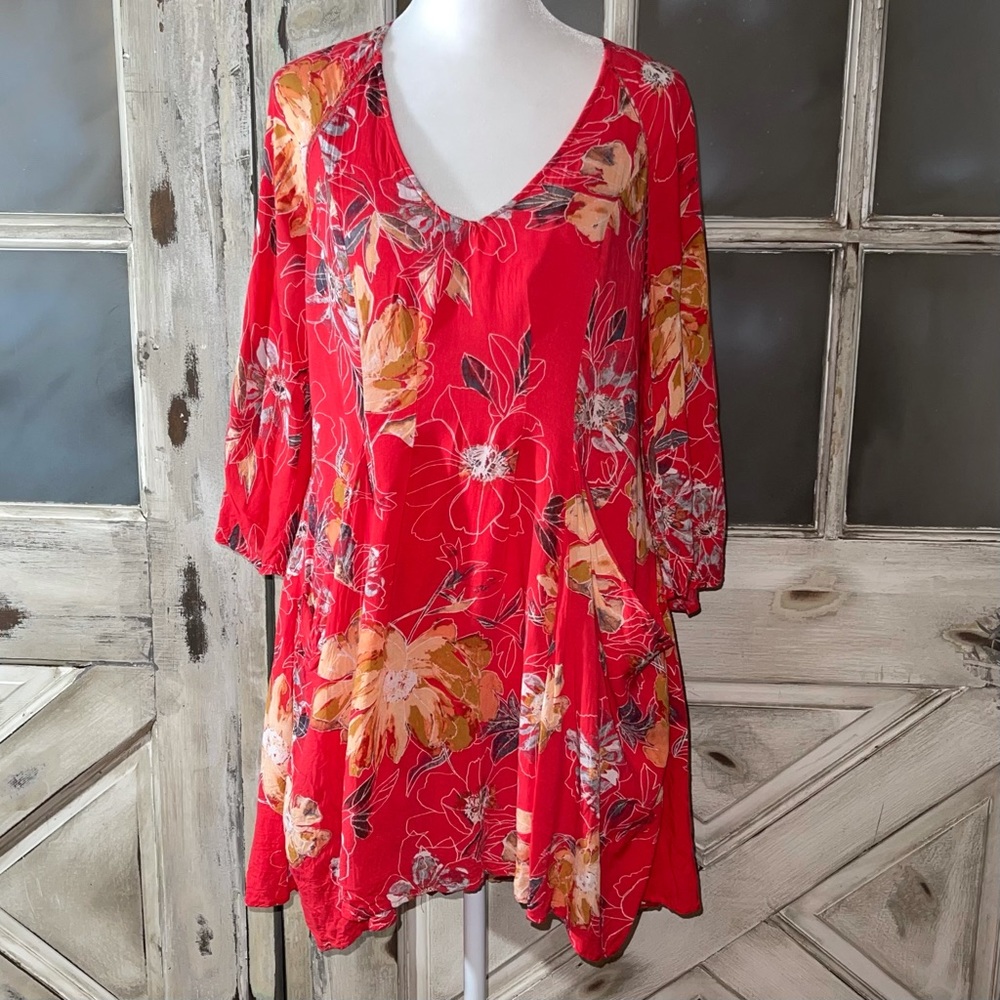 Free People v-neck floral mini dress size 4